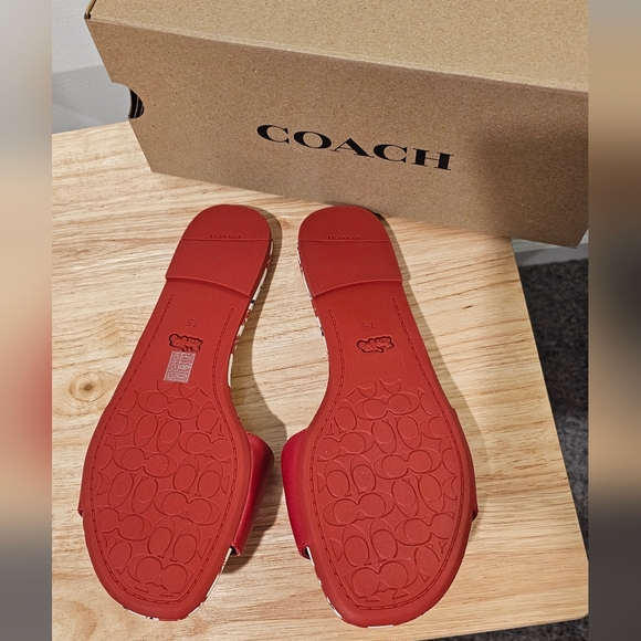 NWT Coach Red and White Slide Floral Print Sandals Size--7.5 - Picture 6 of 9